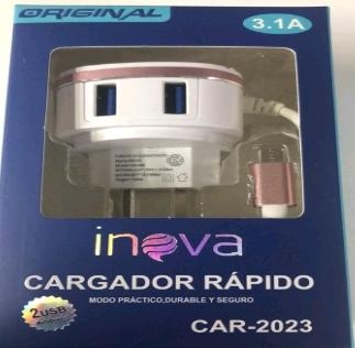 CARGADOR MICRO USB V8 3.1A INOVA CAR 2053