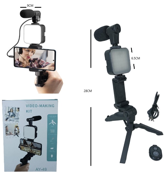   ESTABILIZADOR SELFIE CON LUZ LED Y MICROFONO