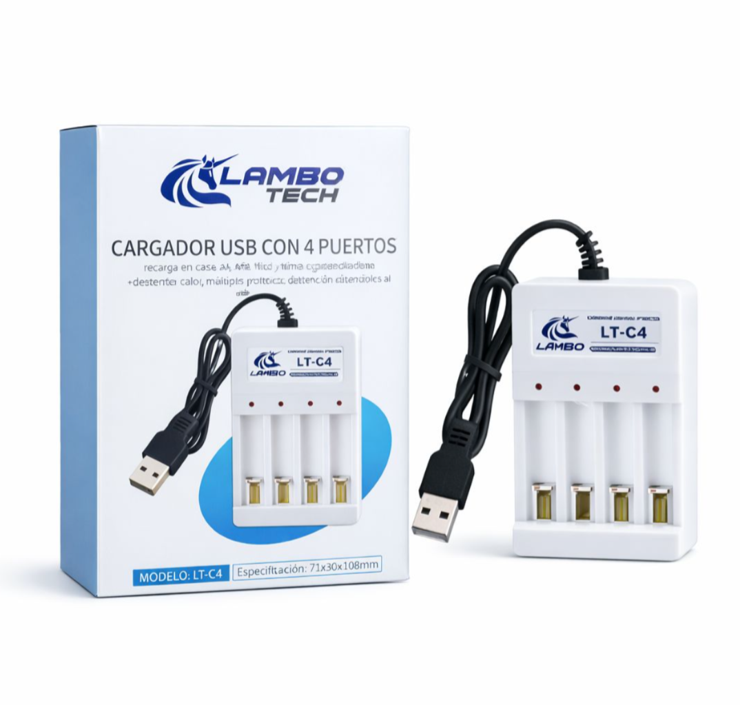   CARGADOR DE PILA RECARGABLE USB AA Y AAA 