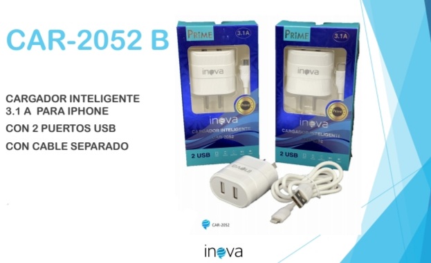 CARGADOR IPHONE 3.1A INOVA CAR-2052B