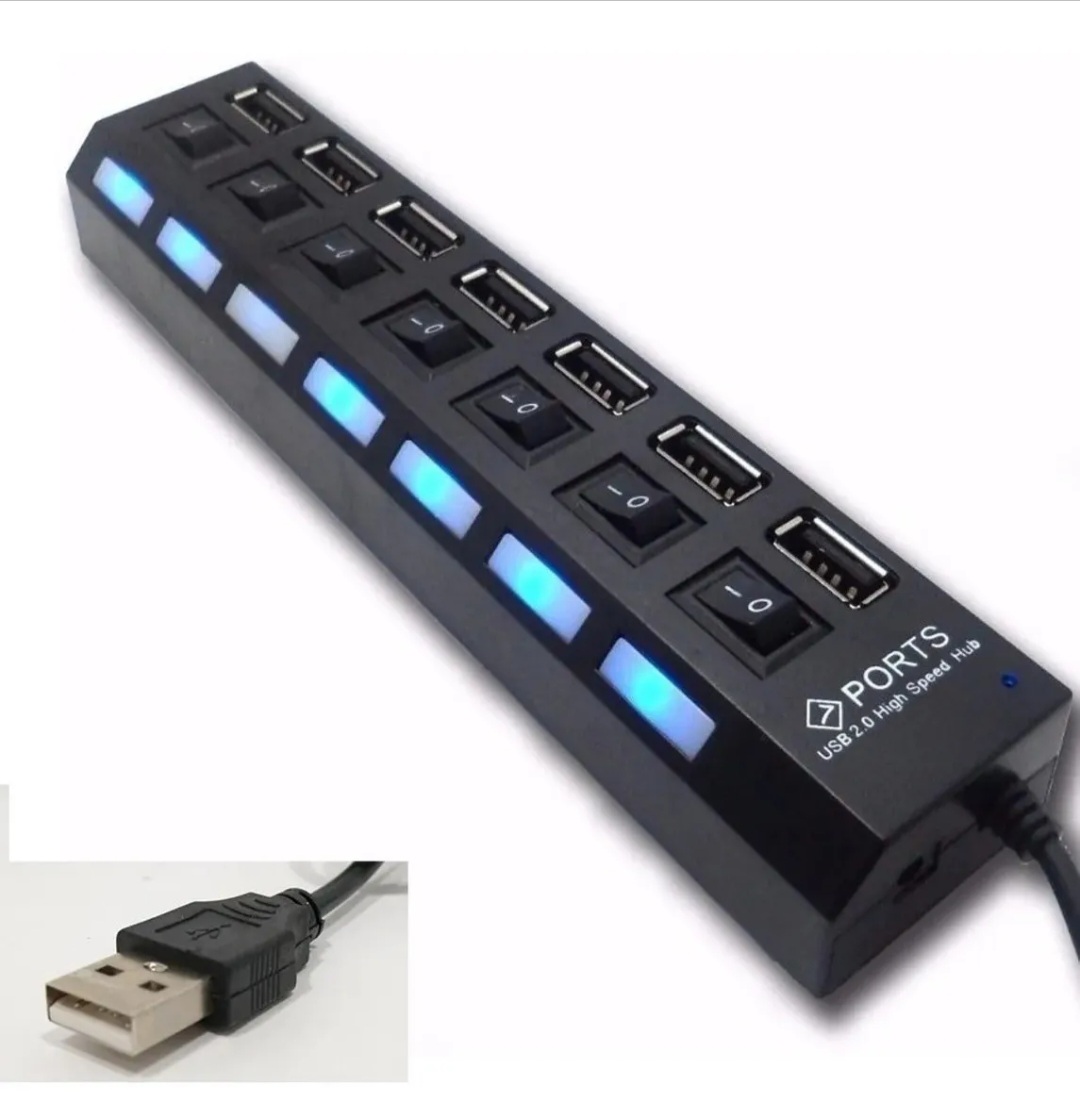    HUB USB 7 PUERTOS CON INTERRUPTOR JG-HUB7 