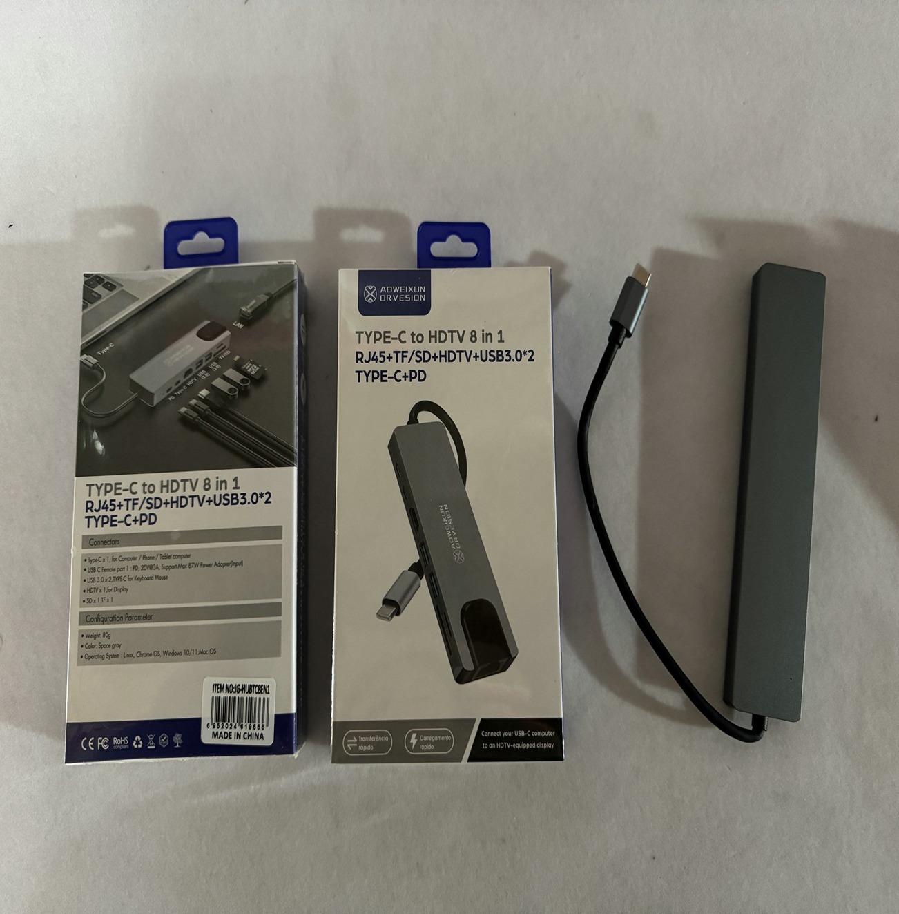   ADAPTADOR 8 EN 1 TC A HDTV/RJ45/USB2.0/USB3.0/TC. JG-HUBTC8EN1
