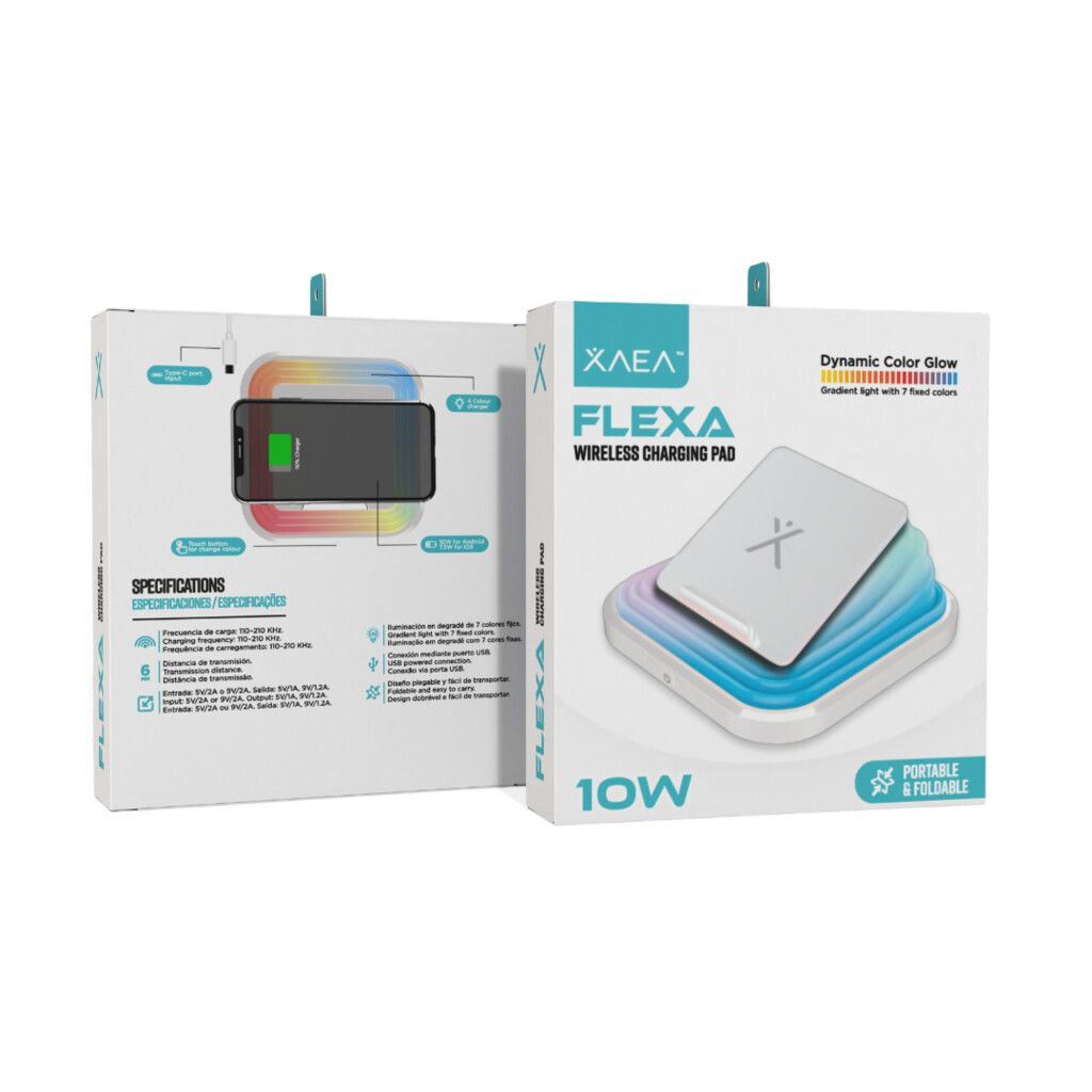   CARGADOR INALAMBRICO 10W FLEXA CON LUZ 2A 1TC XAEA