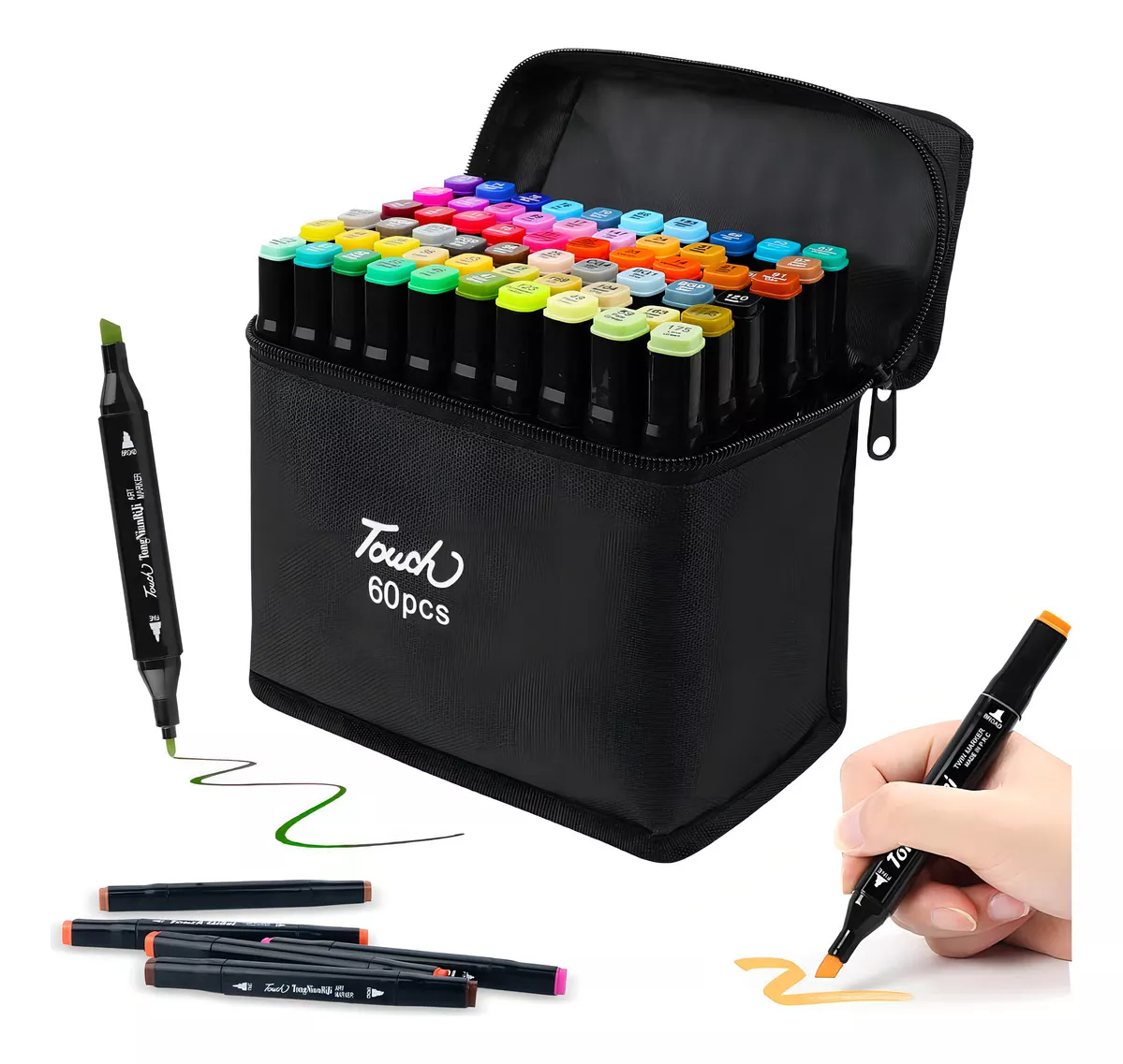    MARCADORES DOBLE PUNTA TOUCH X 60 COLORES