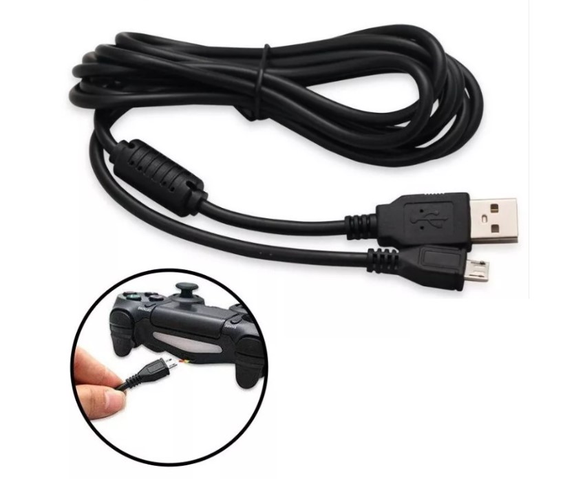   CABLE MICRO USB V8 PARA PS4 CON FILTRO 1.5 MTS 