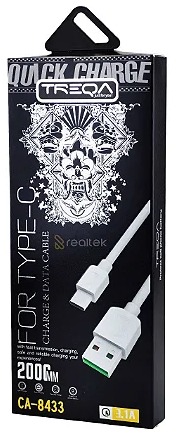    CABLE TC TREQA QUICK CHARGE 3.1A 2 MTS BOLSA X 12U JG-TRETC2M