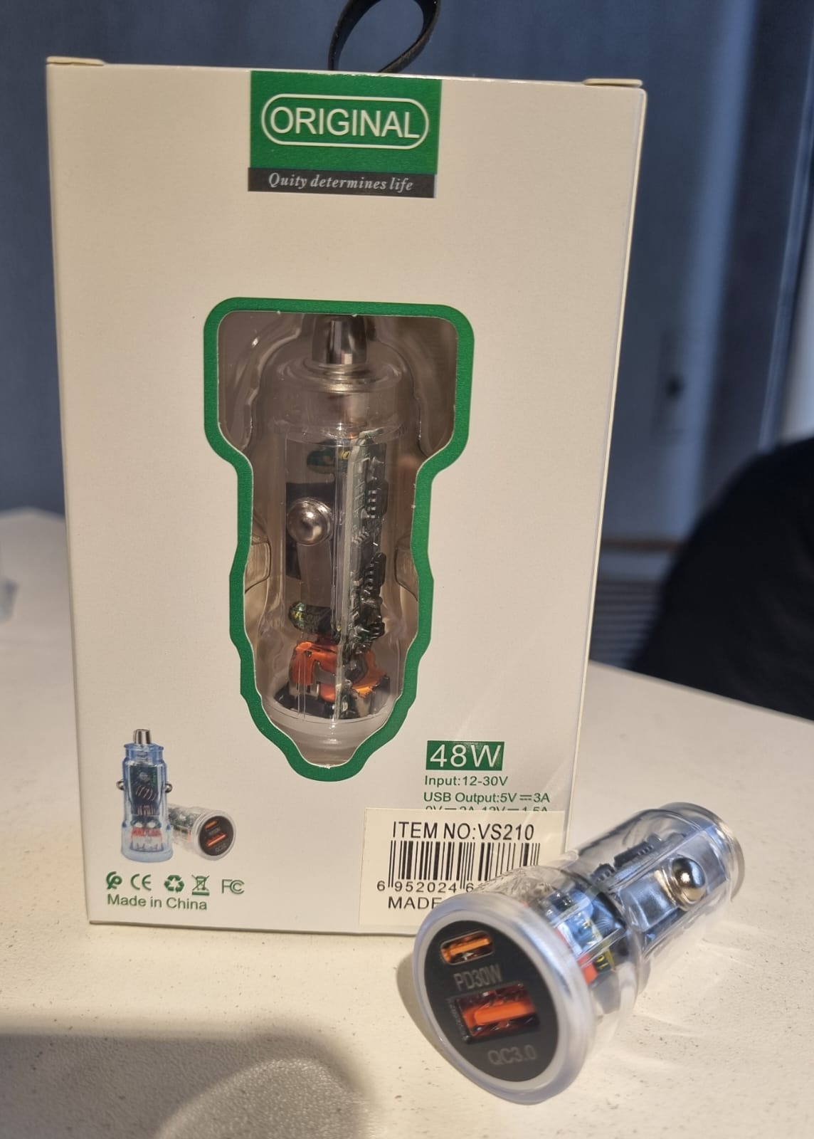   CARGADOR 12V 48W USB + TC CON LUZ LED 