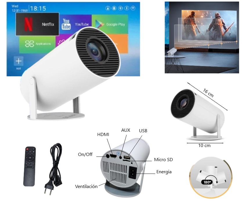    PROYECTOR LED SMART ANDROID WIFI BT ULTRA HD