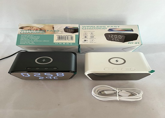    RELOJ DESPERTADOR DIGITAL CON CARGADOR INALAMBRICO JG-DESPERT