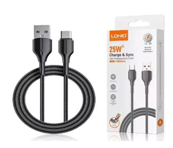   CABLE TIPO C LDNIO 25W 1 MTS FAST CHARGING